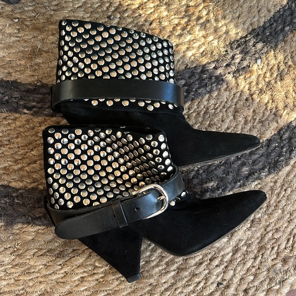 Isabel Marant suede leather studded rocker ankle boots 7.5 RARE fall boots 38 - Picture 3 of 6